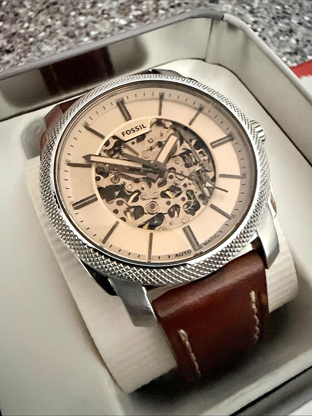 Fossil Automatic Watch Brown & Silver NWT